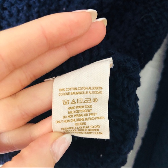 Free People Basic Navy Crochet Sweater Size M - Picture 2 of 6